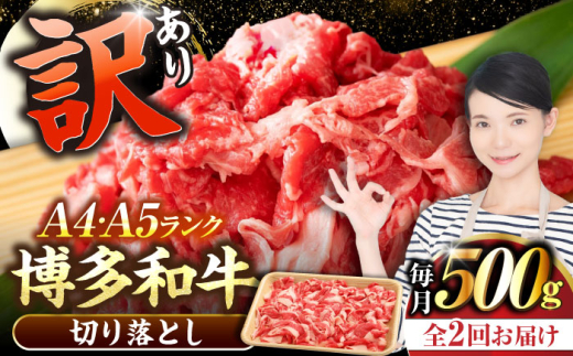 【全2回定期便】【訳あり】【A4〜A5ランク】博多和牛 切り落とし 500g《豊前市》【株式会社木村食品】国産 黒毛和牛 牛丼 肉じゃが [VDZ044]