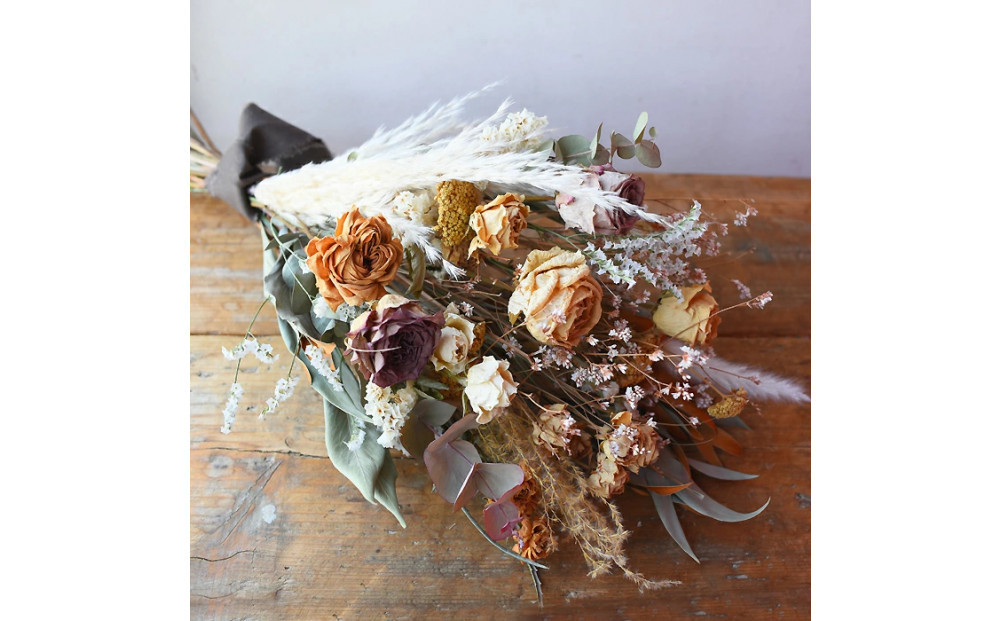 【母の日】プレミアムドライフラワー・ブーケ　カフェオレ＜お届け日：2026年5/4～5/10 当店おまかせ ＞母の日カード付き【 母の日 ギフト アレンジ 花 贈り物 大阪府 門真市 】