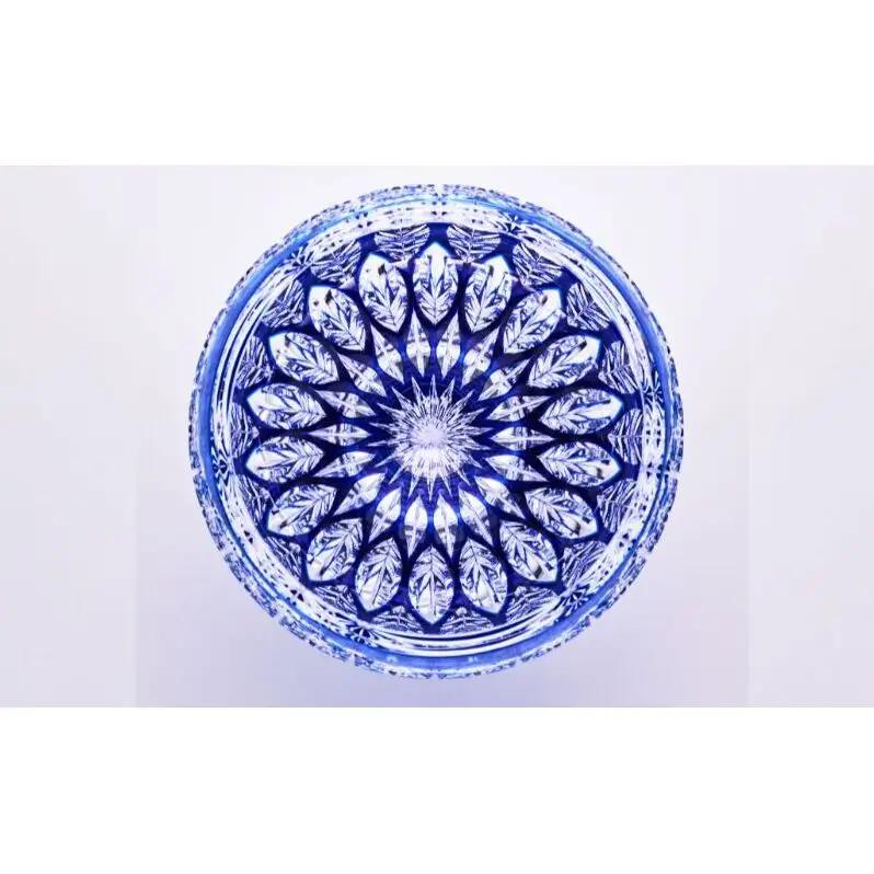 江戸切子 ロックグラス 蓮華（青） 切子グラス ギフト プレゼント 東京都 大田区