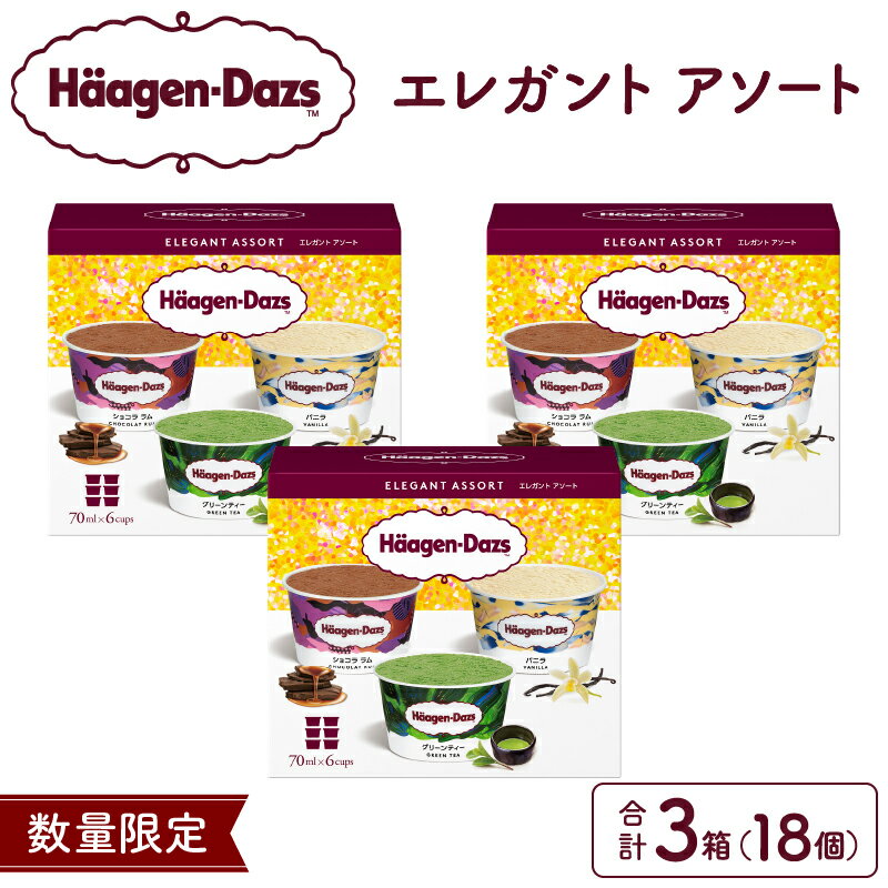 【ふるさと納税】＼レビューキャンペーン実施中!!／ 数量限定 ハーゲンダッツ エレガント アソート 3箱 セット ボックス アイスクリーム バニラ ミニカップ カップアイス 詰め合わせ スイーツ 人気 デザート おやつ おすすめ 北海道 浜中町 送料無料