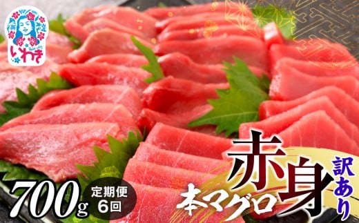 【定期便/計6回】本マグロ訳あり赤身700g（計8.4kg）|ふるさと納税 福島 いわき市 鮪 本鮪 本まぐろ マグロ トロ とろ 刺し身 さしみ さかな 海鮮 寿司 解凍レシピ付