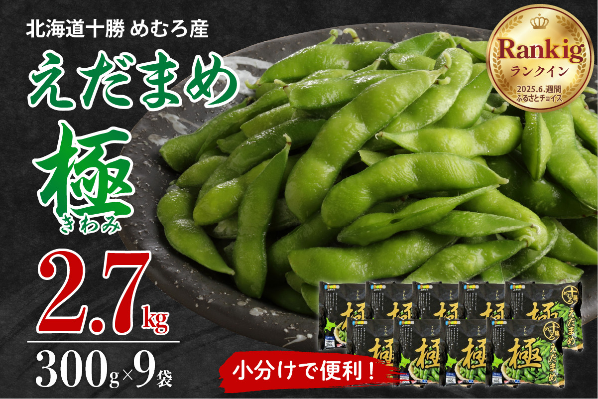 
北海道十勝芽室町 えだまめ「極」300g×9袋 me003-002c
