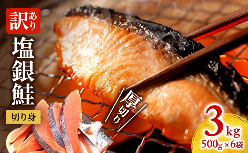 
            訳あり 厚切り 塩銀鮭 切り身 3kg 500g×6袋 人気 ふるさと納税 鮭 さけ しゃけ サーモン 魚 魚介類 冷凍 厚切 肉 厚 塩鮭 銀鮭 ふるさと 送料無料 切身 伊勢湾 三重県 津市
          