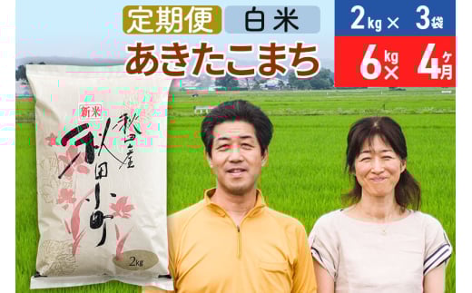 《定期便4ヶ月》令和7年産 あきたこまち特別栽培米6kg（2kg×3袋）×4回 計24kg【白米】秋田県産あきたこまち 4か月 4ヵ月 4カ月 4ケ月 秋田こまち お米 秋田