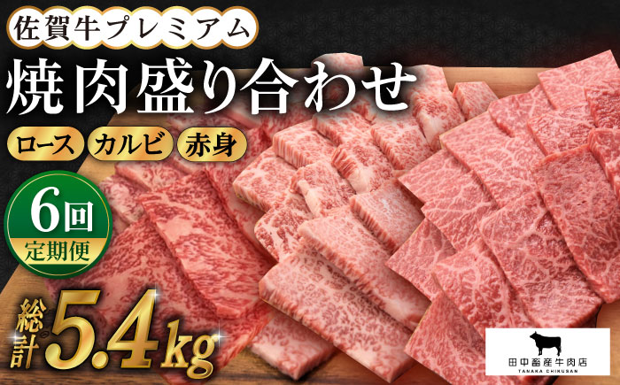 【全6回定期便】佐賀牛 プレミアム焼肉盛り合わせ 900g（300g×3種）【田中畜産牛肉店】 [HBH042]