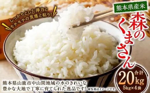 【令和8年度産】 熊本県産 米 森のくまさん 20kg （5kg×4袋）【2026年10月下旬から2027年1月下旬発送】 お米 こめ コメ 白米 ご飯 ごはん 飯 熊本県