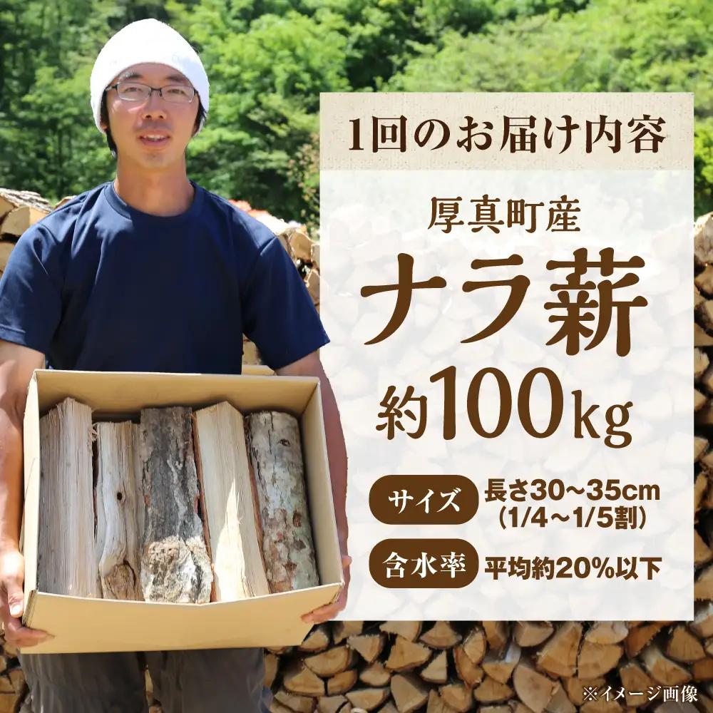 【全2回定期便】北海道 ナラ薪 100kg（20kg×5箱）【西埜馬搬】 薪 まき 薪ストーブ ストーブ キャンプ 北海道  [AXBE006]
