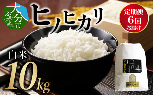 
【T10031】【定期便】丹生米の里 丹川のお米 ヒノヒカリ白米 10kg×6回お届け定期便
