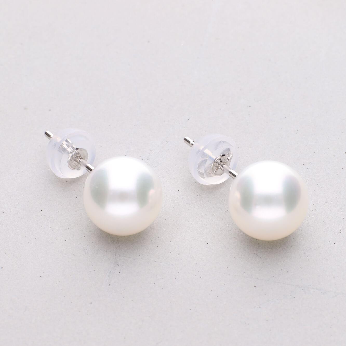 無調色 アコヤ真珠（日本） 7.5mm ラウンド Pt900 プラチナ スタッドピアス