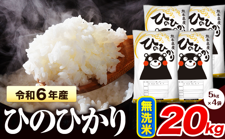 令和6年産  ひのひかり 無洗米 20kg 《7-14日以内に出荷予定(土日祝除く)予定》 熊本県産 無洗米 精米 氷川町 ひの 送料無料 ヒノヒカリ コメ 便利 ブランド米 お米 おこめ 熊本 SDGs