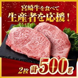 ※最速便※ 生産者応援！宮崎牛ロースステーキ 2枚 計500g 牛肉 牛肉 牛肉 牛肉 牛肉 牛肉