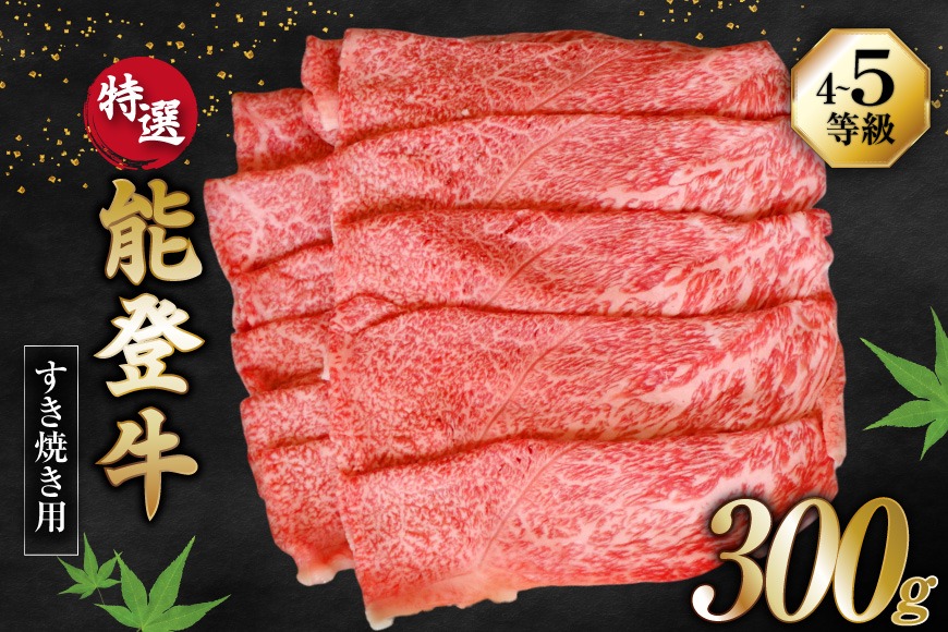 牛肉 能登牛 特選 (4～5等級) すき焼き用 300g [寺岡畜産株式会社 石川県 宝達志水町 38601311] 肉 お肉 すき焼き すきやき 能登牛 すき焼肉 すき焼き用 肩肉 もも肉 牛 国産 冷凍 和牛