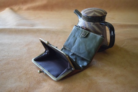 がまぐち2つ折り財布 コニャック×オリーバ 【 高級イタリアンレザー使用 がまぐち2つ折り がま口財布 財布 二つ折り イタリアンレザー 本革 高級皮革 がまぐち 革 プレゼント 贈り物 ギフト 記念