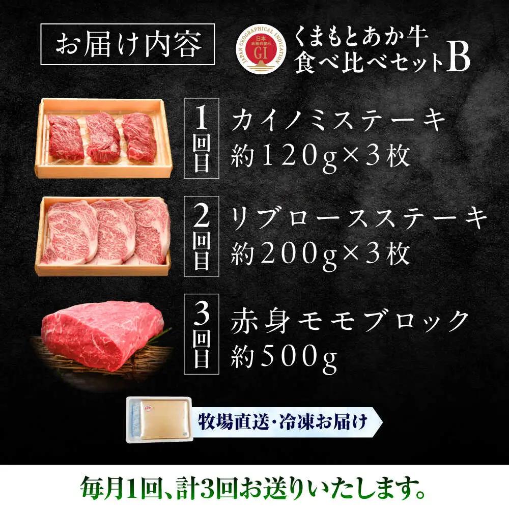 全3回定期便 GI認証 くまもとあか牛 食べ比べB 牛肉 BHAS026 牛肉
