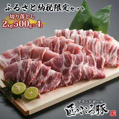 【ふるさと納税】ブランドポーク「匠のこころ豚」切り落とし2kg（500g×4）ふるさと納税限定セット【◎安全・安心　JGAP・農場HACCP認証取得】 お肉 豚肉 バラ 小間切れ 炒め物