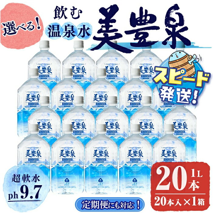 【ふるさと納税】【定期便対応】＜すぐ届く！＞飲む温泉水/美豊泉 (1L×20本 / 定期便6回 計120本 or 定期便12回 計240本) 水 ミネラルウォーター 温泉水 シリカ水 軟水 超軟水 ペットボトル 1L 定期便 国産 鹿児島産 垂水市 常温 常温保存【池田建設】