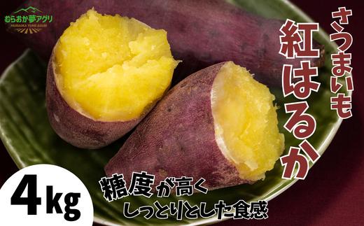 【先行予約】【さつまいも 紅はるか 4kg】10月から12月にかけて配送予定 農薬不使用 サツマイモ イモ いも しっとり 兵庫県 香美町 村岡 むらおか夢アグリ 12000円 41-14