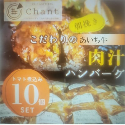 
＜トマト煮込み＞こだわりのあいち牛『肉汁』ハンバーグ　10個セット　おいしい食べ方レシピ付き【1405731】
