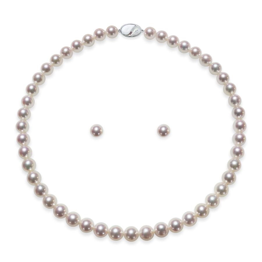 ＜天成真珠＞アコヤ真珠ネックレス・イヤリングセット　N8.5～9.0mm・E8.5mm