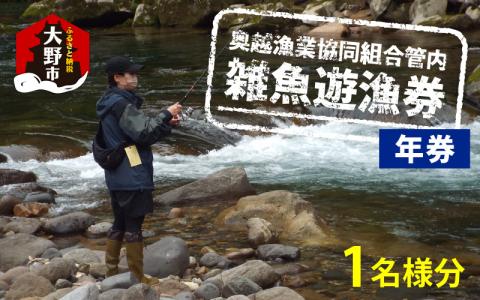 【2025年分】奥越漁業協同組合管内「雑魚遊漁券（年券）」1名様分