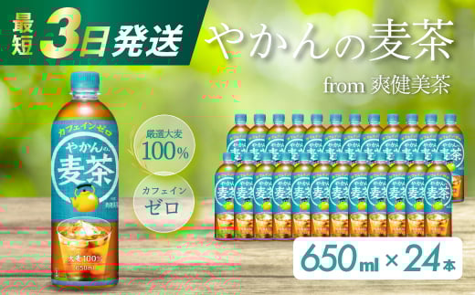 
やかんの麦茶 from 爽健美茶 PET 650ml×24本(1ケース) ペットボトル お茶 むぎ茶 飲料 カフェインゼロ 箱買い まとめ買い 防災 備蓄 014005
