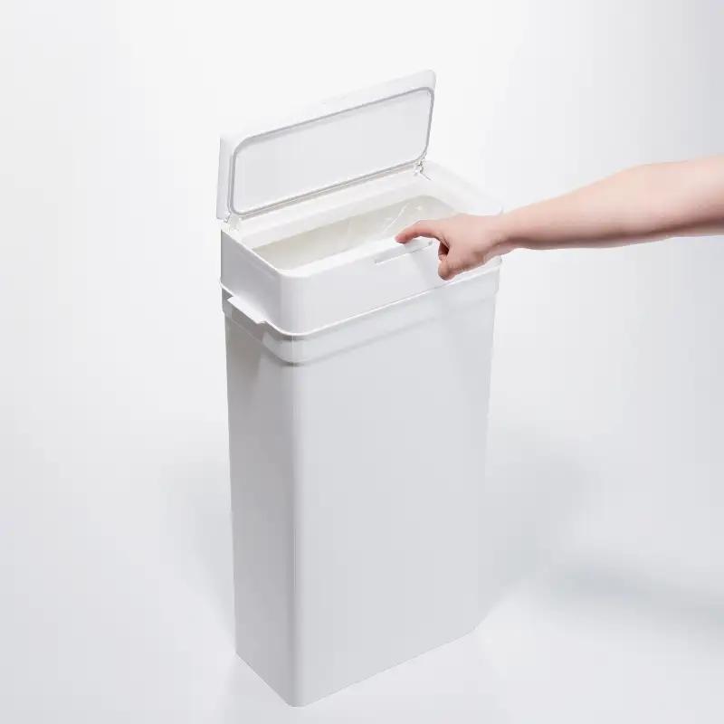 シールズ２５ 密閉ダストボックス LDB-02 ホワイト ／ ゴミ箱 臭い漏れ防止 スリムデザイン プッシュ開閉 ライクイット like-it【like038A】