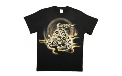 手描きTシャツ 仏画 六地蔵 黒 (半袖 Lサイズ)【1615577】