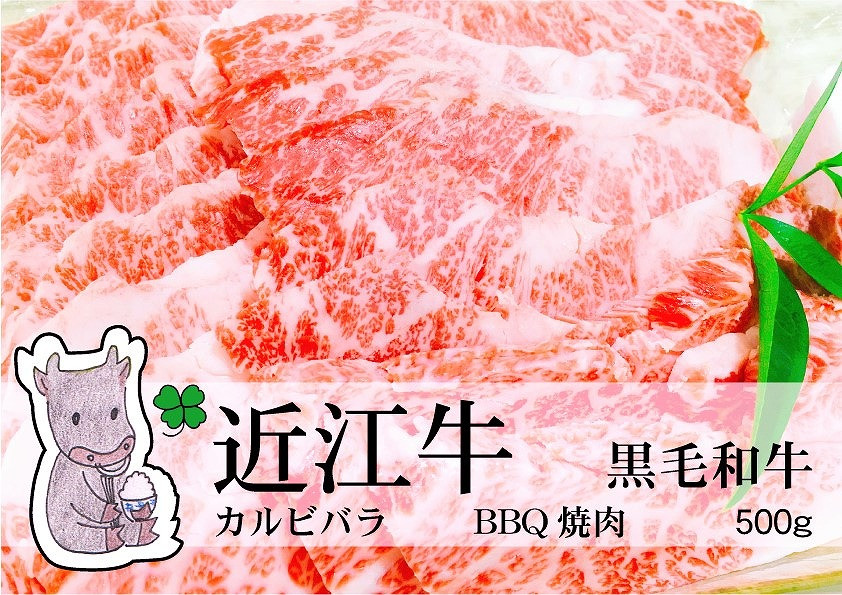 
                  ◆実生庵の黒毛和牛 近江牛 【並】 霜降りカルビバラ BBQ焼肉用 500g 冷蔵
                