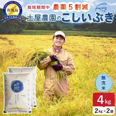 ふるさと納税 佐渡市 【新米予約】令和8年産 佐渡島産こしいぶき 無洗米4kg 土屋農園 農家直送 栽培期間中農薬5割減