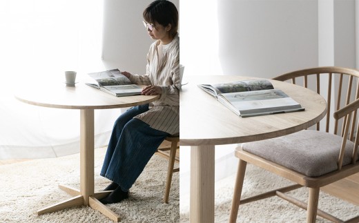 くりの丸いダイニング1本足タイプ （直径80cm・国産栗材・ウレタン） ダイニングテーブル ／ テーブル 机 ラウンドテーブル 丸テーブル 木製 インテリア 家具 ダイニング 日本製 福岡県 柳川市