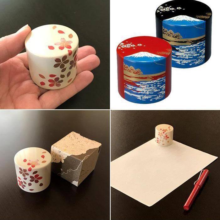 紀州漆器 文鎮 ペーパーウェイト 丸型 朱 萩【YG165】