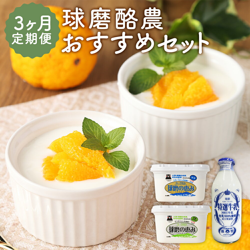 【ふるさと納税】【3ヶ月定期便】球磨酪農おすすめセット 選べるセット 3回お届け 定期便 瓶牛乳 ヨーグルト 加糖 砂糖不使用 乳製品 牛乳 瓶 熊本県産 九州産 冷蔵 送料無料