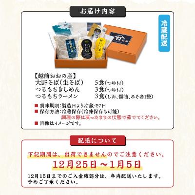 ふるさと納税 大野市 越前大野産 石臼挽き 越前そば 生そば5食 + きしめん&ラーメン各3食(つゆ、スープ付) |  | 03