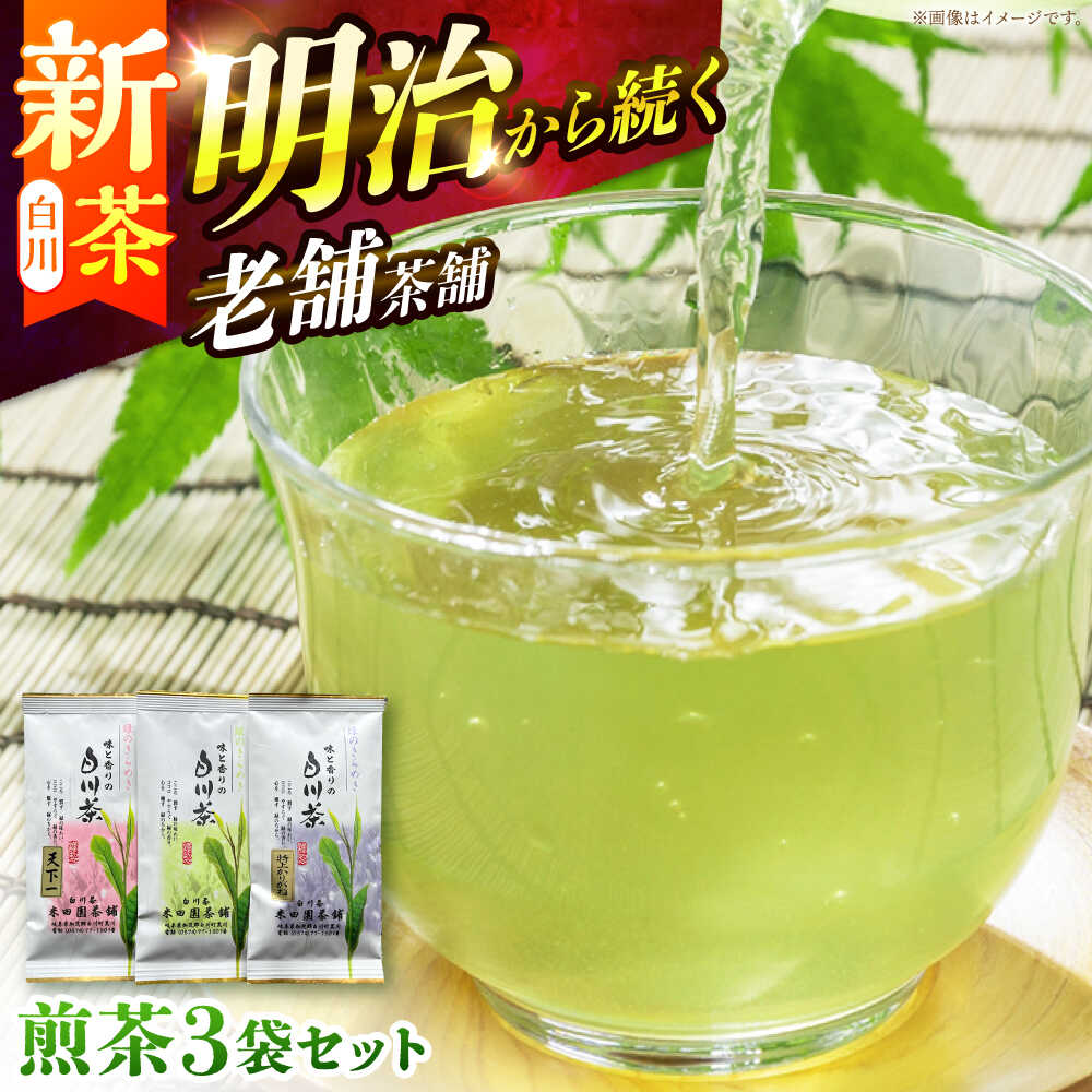 【ふるさと納税】【2025年産 新茶】白川茶 煎茶セット 90g×3袋 上煎茶（天下一/宝玉）各1袋 ＆ 特上かりがね 1袋 白川町 / 米田園茶舗 新茶 しんちゃ お茶 緑茶 茶葉 ギフト[AWAK001]