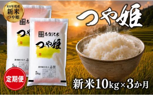 【 令和8年産 】新米 つや姫 定期便 10kg 3ヶ月 おこめ お米 白米 精米 コメ ライス ごはん ご飯 国産米 ブランド米 特A ツヤ もちもち 高級 おべんとう 弁当 おにぎり 甘み コク 食味 毎日の食卓 冷めてもおいしい 志賀沢米 岩沼産米
