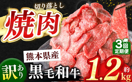 【 定期便3回 】訳あり くまもと黒毛和牛 焼肉 切り落とし 約 1.2kg 牛肉