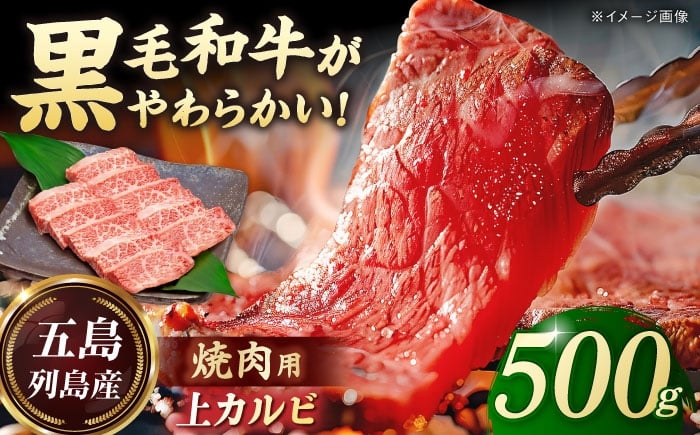 
            五島列島産 黒毛和牛 焼肉上カルビ 500g 五島市/山口Farm [PGJ057]
          