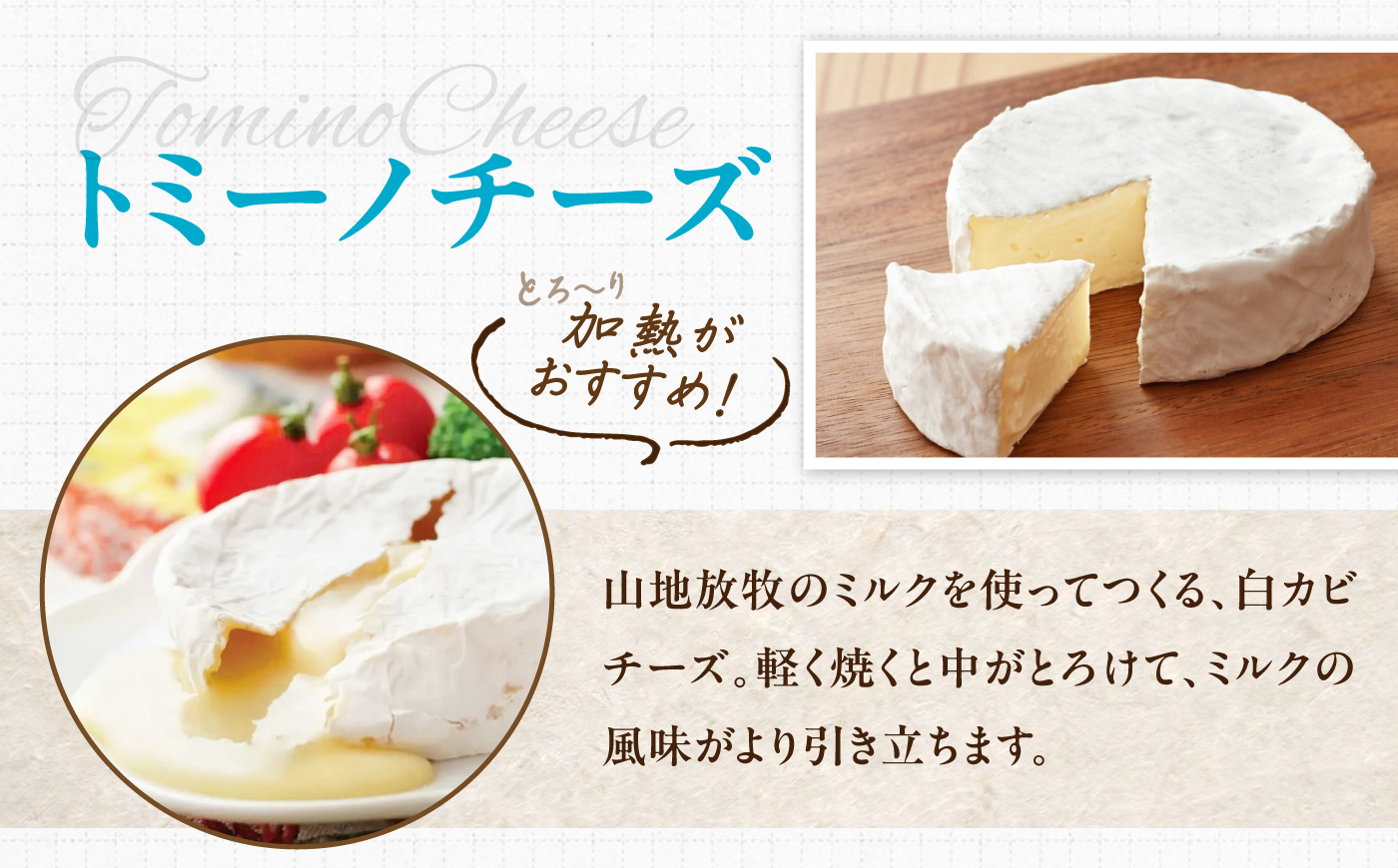 山地放牧酪農ミルクのトミーノチーズ（白カビタイプ）3個セット/チーズ トミーノチーズ  愛媛県 伝統製法 おつまみ 乳製品/株式会社醍醐 [BKAH004]