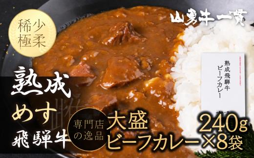 飛騨の牧場で育った熟成飛騨牛『山勇牛』ビーフカレー レトルト 8袋 大盛り 専門店の逸品 A4・A5ランク飛騨牛