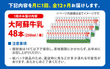 【全12回定期便】大阿蘇牛乳 ロングライフ 250ml 48本（12本入り×4ケース） 12L牛乳[AYAC060]
