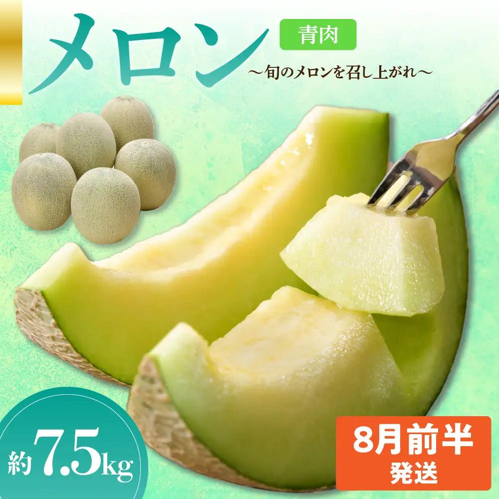 メロン　先行予約【2026年8月前半発送】【秀～優品】 約7.5kg程度(青肉メロン)　青森