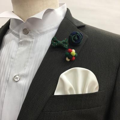 ふるさと納税 泉南市 ●ラペルピン3個(グリーン系)&ポケットチーフセット |  | 03