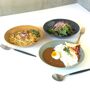 【美濃焼】 カレー皿 パスタ皿 プレート 22cm 深皿 1枚 メタルブラウンマット 瑞浪市 / 窯元ロングアイランド おしゃれ 食器 シンプル レンジ対応 食洗機対応[AZCU173]