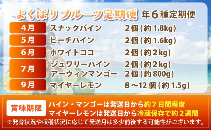 《年6回発送》島のおいしいを贅沢に！大満足のパイナップル4種とマンゴー、マイヤーレモンの定期便 TF-070-t06