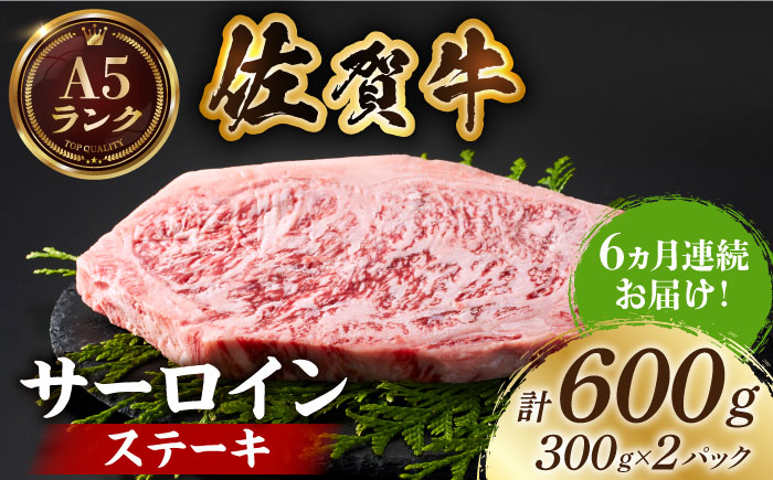 
【全国有数のブランド牛】＜全6回定期便＞佐賀牛 サーロインステーキ 計600g（300g×2パック）【がばいフーズ】A5ランク 佐賀牛 肉 牛肉 [HCS057]
