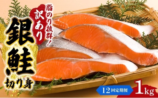 【 12回 定期便 】 訳あり 鮭 1kg 切り身 サケ 銀サケ サーモン 冷凍 切身 ハラス カマ 魚 魚介 海産物 大容量 不揃い 業務用 箱 おかず おつまみ 酒の肴 朝食 ごはんのお供 お弁当 弁当 簡易包装 まとめ買い ストック 時短 便利 焼き魚 惣菜 キャンプ アウトドア 大満足 人気 おすすめ 家庭用 自宅用 岩沼 宮城