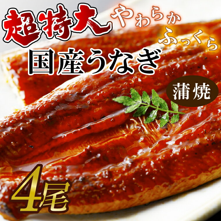 【ふるさと納税】超特大！やわらか国内産うなぎ蒲焼220～250g 4尾　計880g以上|うなぎ 鰻 蒲焼 特大 茨城県 行方市(AD-93-1)