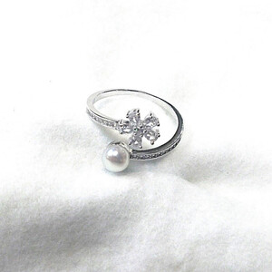 1919 リング・フラワー（淡水本真珠・ボタン）SV製　リング 真珠の指輪 ファッションリング シルバー製リング 淡水真珠 母の日プレゼント 結婚記念日ギフト 自分へのご褒美 カジュアルアクセサリー 