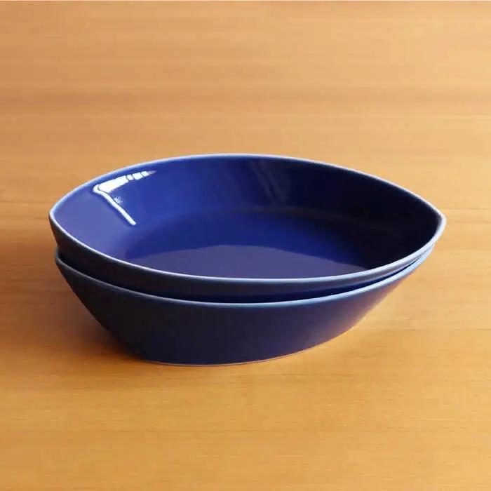 【白山陶器】【グッドデザイン賞受賞】リーヴズパスタ プレート 食器 カレー皿 ブルー 2枚セット【波佐見焼】[TA123] 波佐見焼