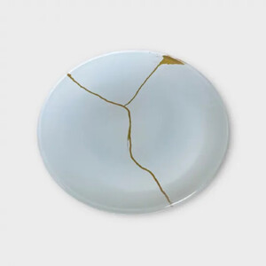丸小皿  金継ぎデザイン 純白 ［NF146］